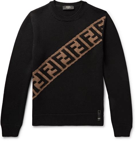 mens fendi ragged sweater with emblem seen on blackish|Fendi Knitwear for Men .